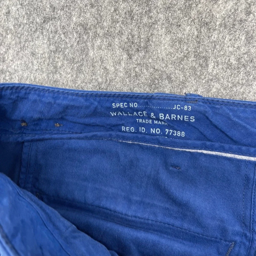J.Crew Selvedge Officer Chino Pants Mens 36x32 Straight Fit Blue Cotton